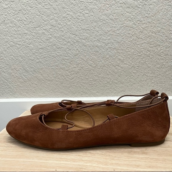 Lucky Brand Toffee Brown Aviee Ballet Lace Up Flats 7 - Picture 4 of 7